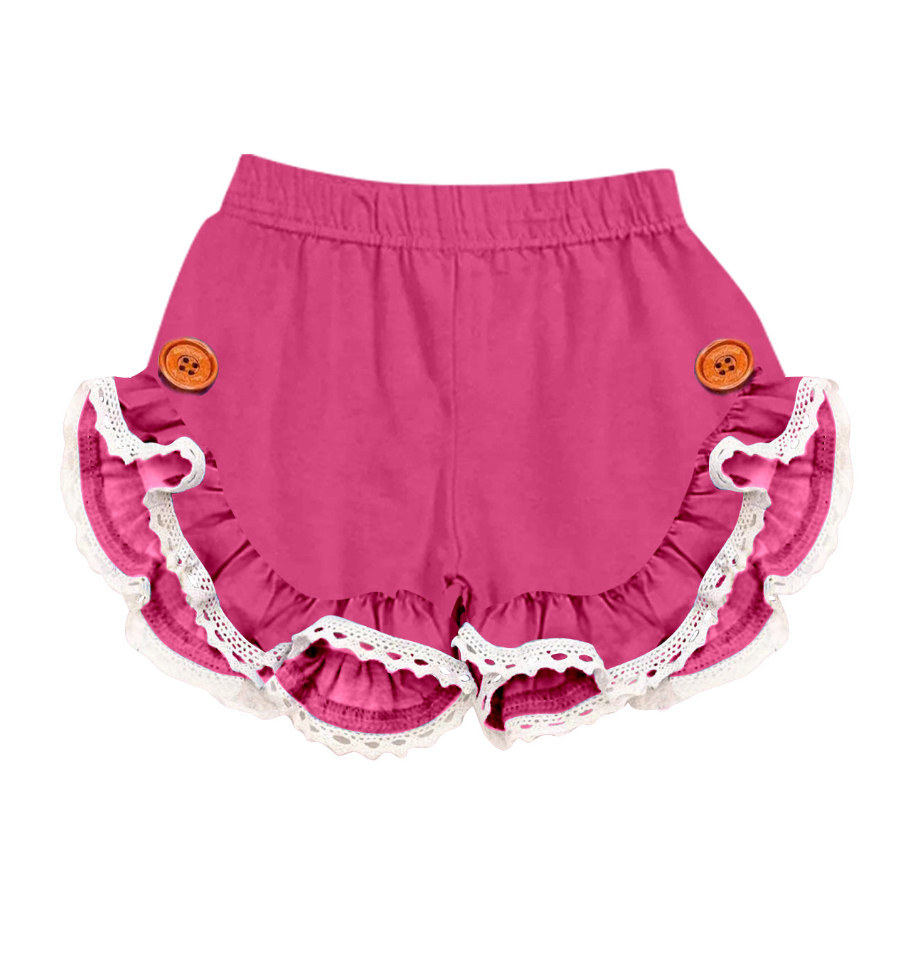 Baby Girls Dark Pink Lace Ruffle Summer Shorts preorder(moq 5)