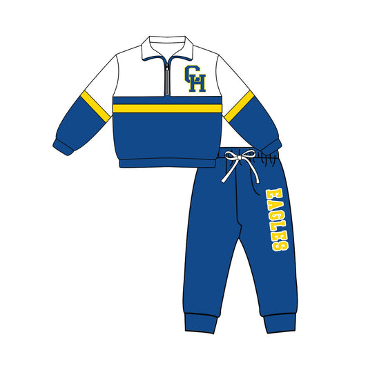 Preorder (moq 5)Baby Boys CH Eagles Zip Pullovers Jogger Team Clothes Set