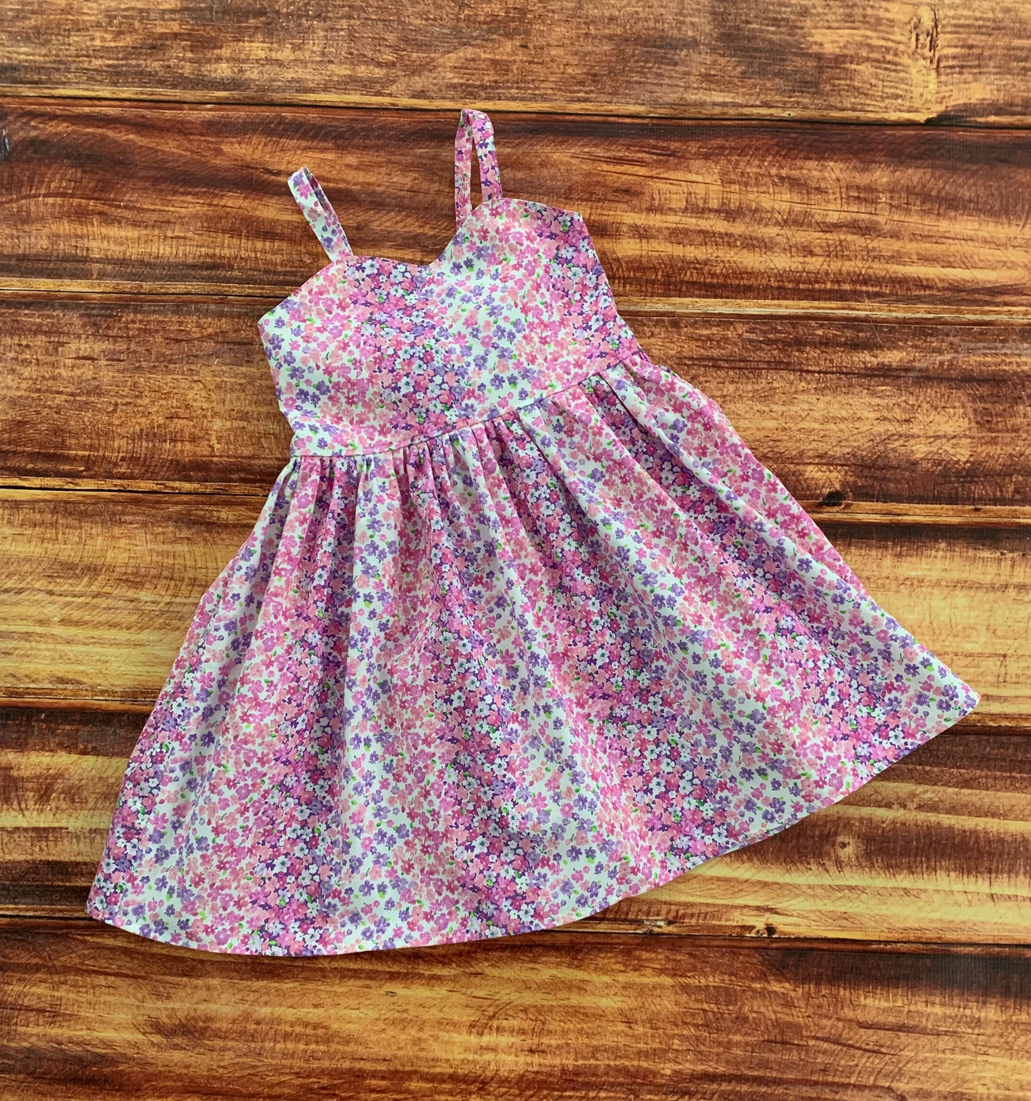 Baby Girls Summer Pink Small Flowers Knee Length Dresses preorder(moq 5)