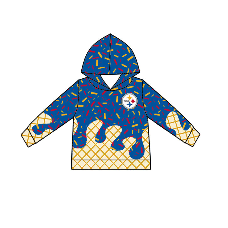 Preorder (moq 5)Baby Boys Drip Sprinkles Steelers Team Long Sleeves Hoodies Top