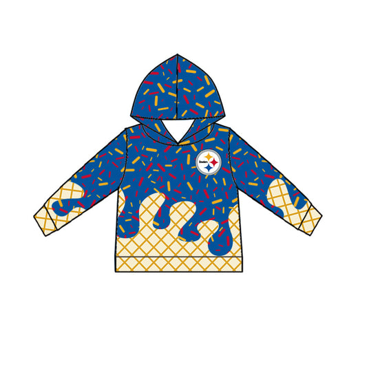 Preorder (moq 5)Baby Boys Drip Sprinkles Steelers Team Long Sleeves Hoodies Top