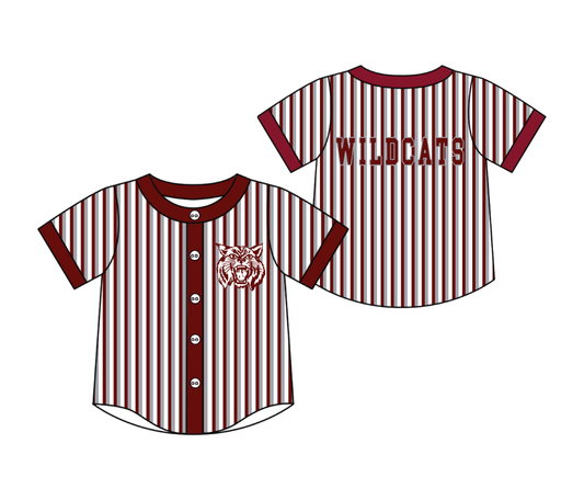 Preorder moq 5 Baby Boys Wildcats Stripe Team Button Shirts Top