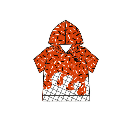 Preorder (moq 5)Baby Boys Short Sleeve Orange Sprinkles Oregon State Beavers Team Hoodies Top