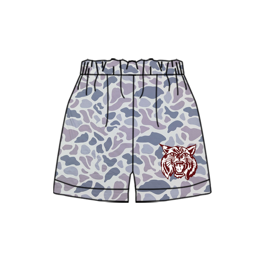 Preorder moq 5 Baby Girls Light Grey Camo Wildcats Team Shorts Bottom
