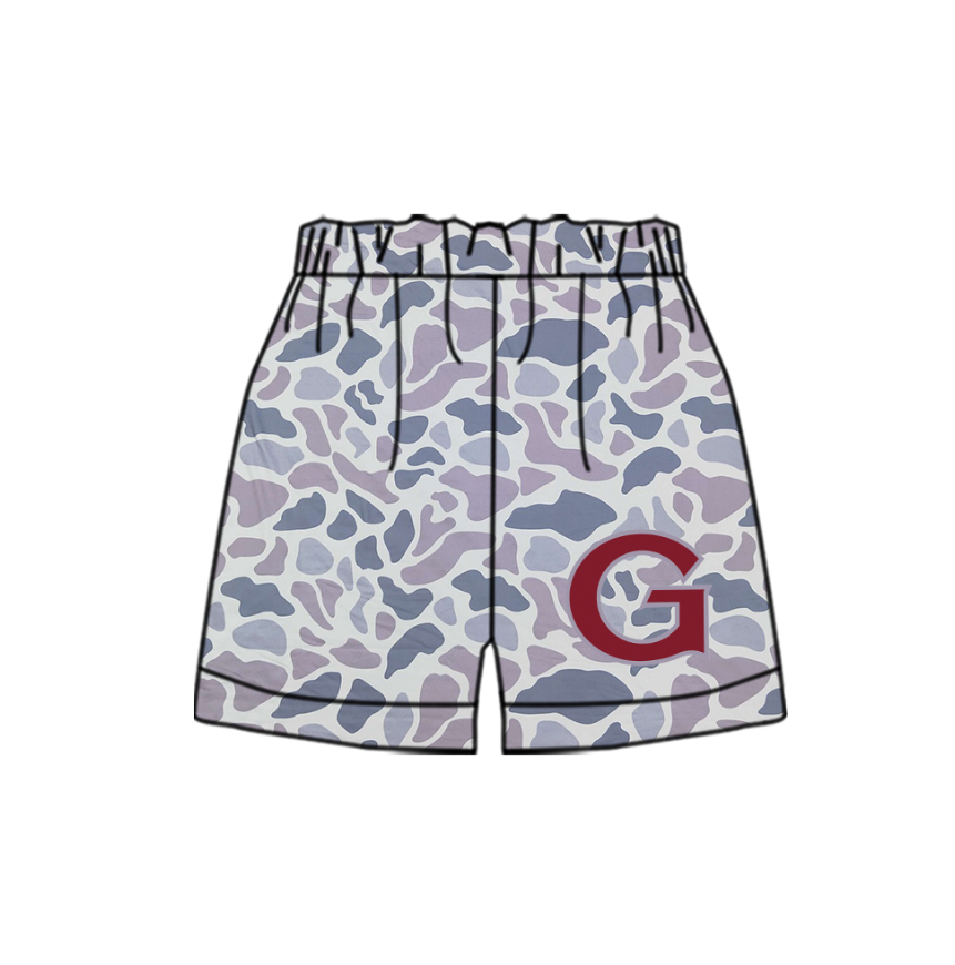 Preorder moq 5 Baby Boys Light Grey Camo Guntersville Team Shorts Bottom