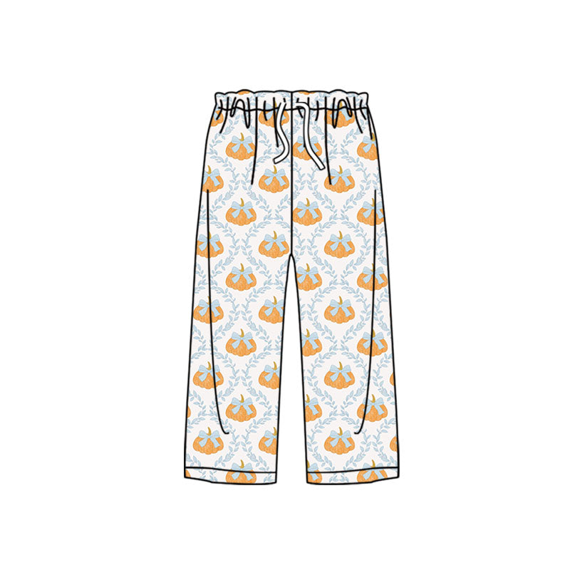 Preorder (moq 5)Baby Girls Bows Pumpkins Fall Straight Pant Bottom