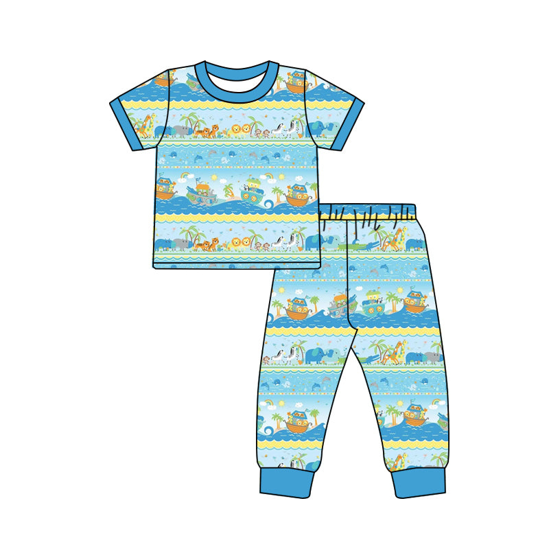 Preorder (moq 5)Baby Boys Animals Beach Boats Top Pants Pajamas Sets