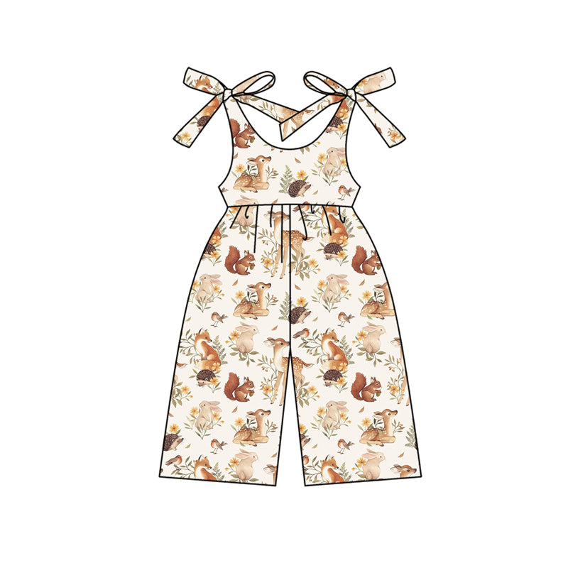 Preorder (moq 5)Baby Girls Strap Deer Rabbits Floral Jumpsuits