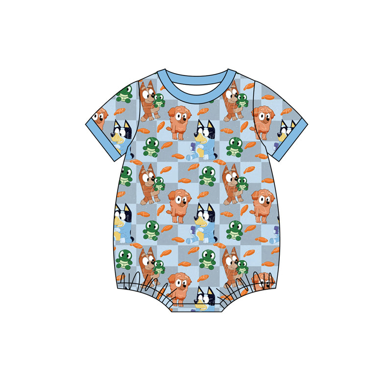 Preorder(moq 5)Baby Infant Boys Cartoon Dogs Short Sleeve Rompers