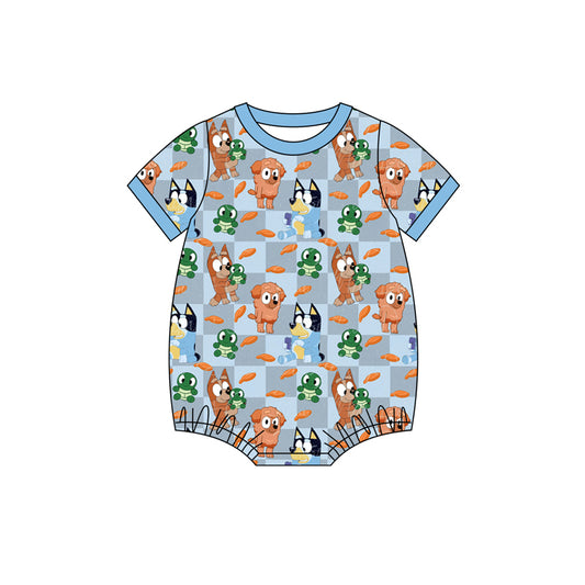 Preorder(moq 5)Baby Infant Boys Cartoon Dogs Short Sleeve Rompers