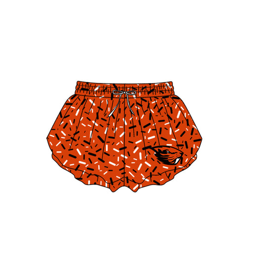 Preorder (moq 5)Baby Girls Orange Sprinkles Oregon State Beavers Butterfly Shorts Bottom