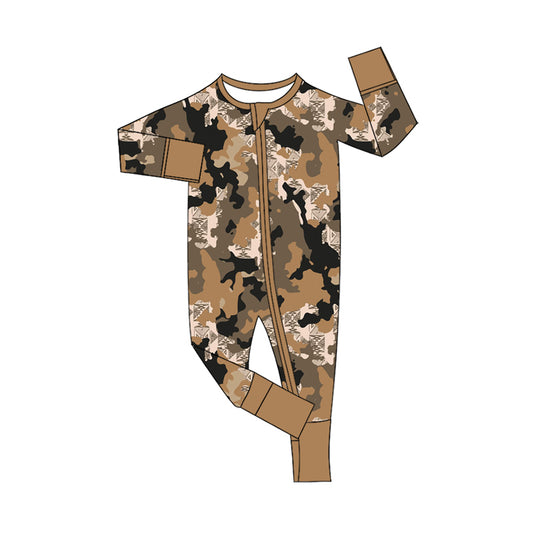 Preorder (moq 5)Baby Boys Camo Hunting Two Way Zip Convertible Rompers