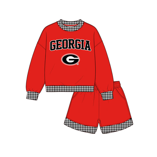 Preorder(moq 5)Baby Boys Long Sleeve Georgia Top Pockets Shorts Team Clothes Sets