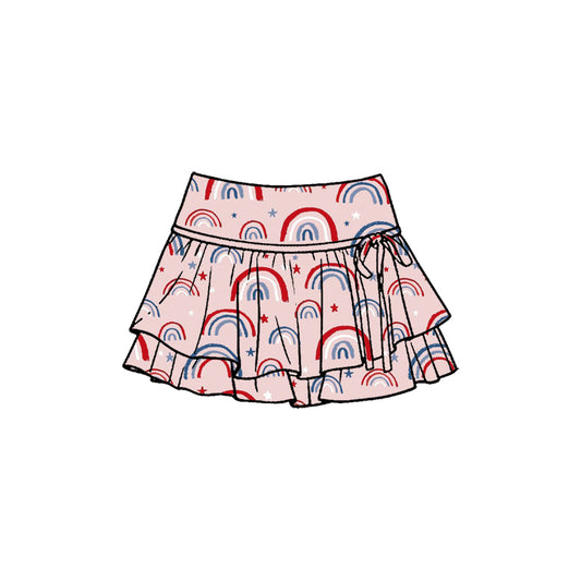 Preorder (moq 5)Baby Girls Stars Rainbows 4th of July Double Ruffle Skirt Shorts Bottom