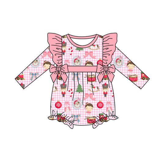 Preorder (moq 5)Baby Girls Santa Soldiers Christmas Ruffle Rompers