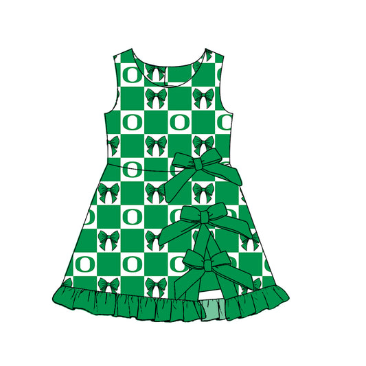 Preorder moq 5 Baby Girls Ducks Bows Team Short Knee Length Dress