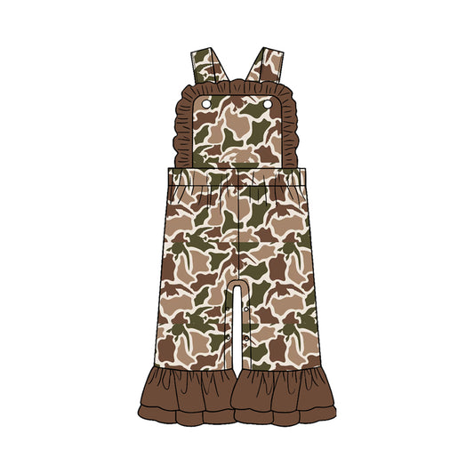 Preorder (moq 5)Baby Girls Strap Southern Camo Ruffle Pant Jumpsuits