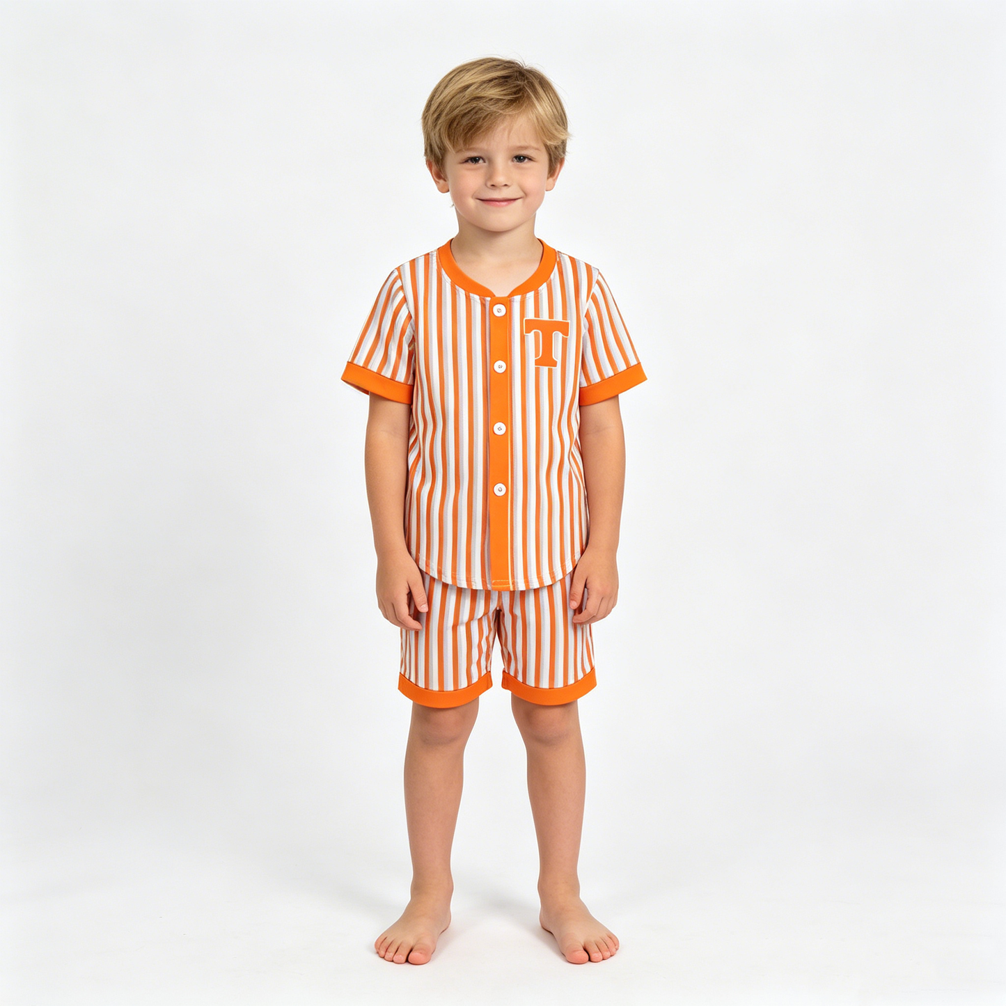 Baby Boys Orange Stripe Tennessee Team Button T-shirts Top