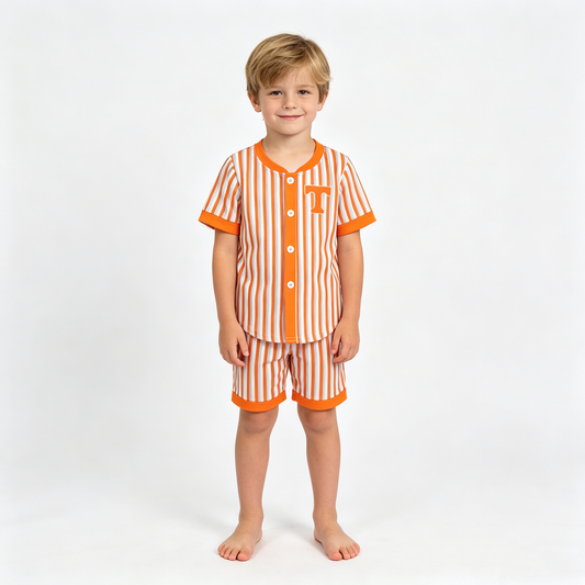 Baby Boys Orange Stripe Tennessee Team Button T-shirts Top