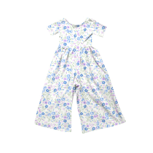 Preorder (moq 5)Baby Girls Short Sleeve Colorful Flowers Jumpsuits