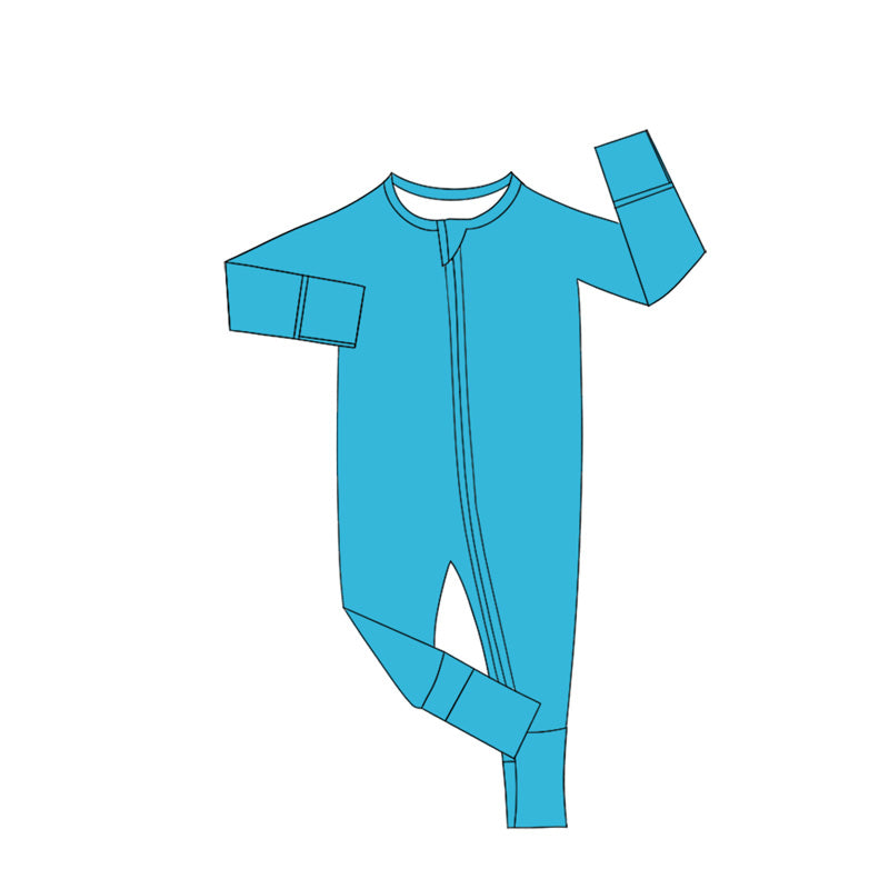 Preorder moq 5 Baby Boys Solid Color Blue Cotton Zippy Sleepers Rompers