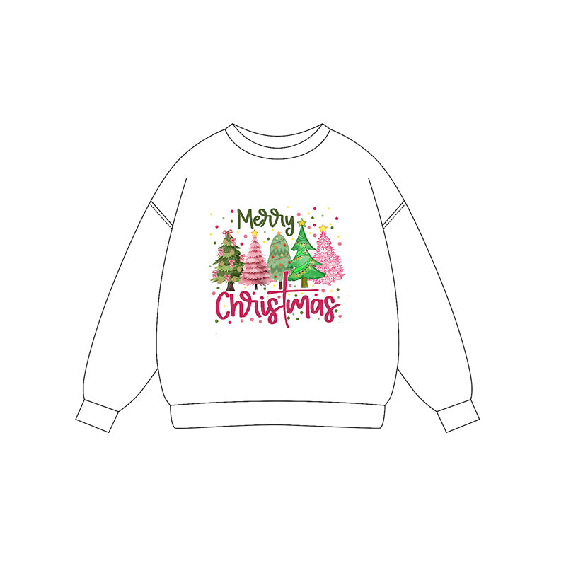 Preorder (moq 5)Baby Girls Long Sleeves Merry Christmas Trees Tee Shirts Top