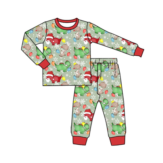 Preorder(moq 5) Baby Boys Christmas Green Soldier Top Pants Lounge Wear Pajamas Sets