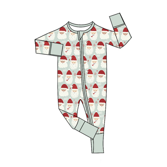 Preorder (moq 5)Baby Girls Santa Snowflakes Christmas Two Way Zip Convertible Rompers