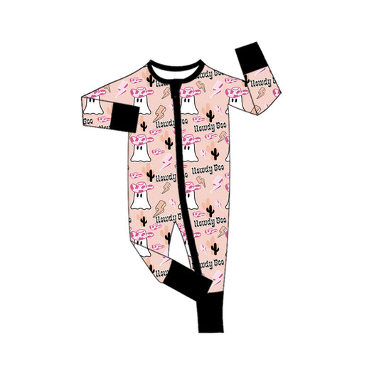 Preorder moq 5 Baby Girls Long Sleeves Hats Ghost Cactus Plaid Zipper Pant Rompers