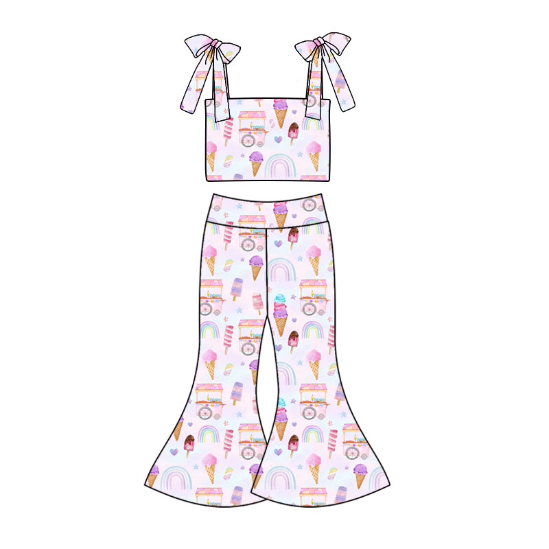 Preorder (moq 5)Baby Girls Popstick Truck Straps Top Bell Pants Clothes Sets