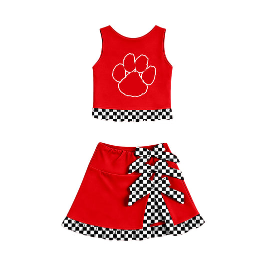Preorder(moq 5)Baby Girls Tigers Vest Top Bows Skirt Short Team Clothes Sets