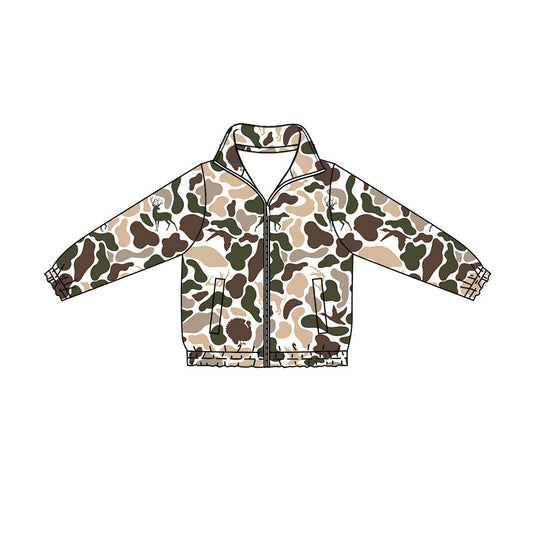 Preorder (moq 5)Baby Boys Deer Ducks Deer Camo Hunting Zip Pockets Jackets Top