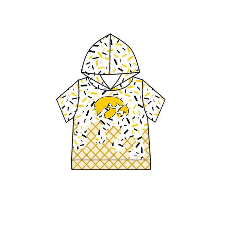 Preorder (moq 5)Baby Boys Short Sleeves Yellow Eagle Drip Team Hoodies Top