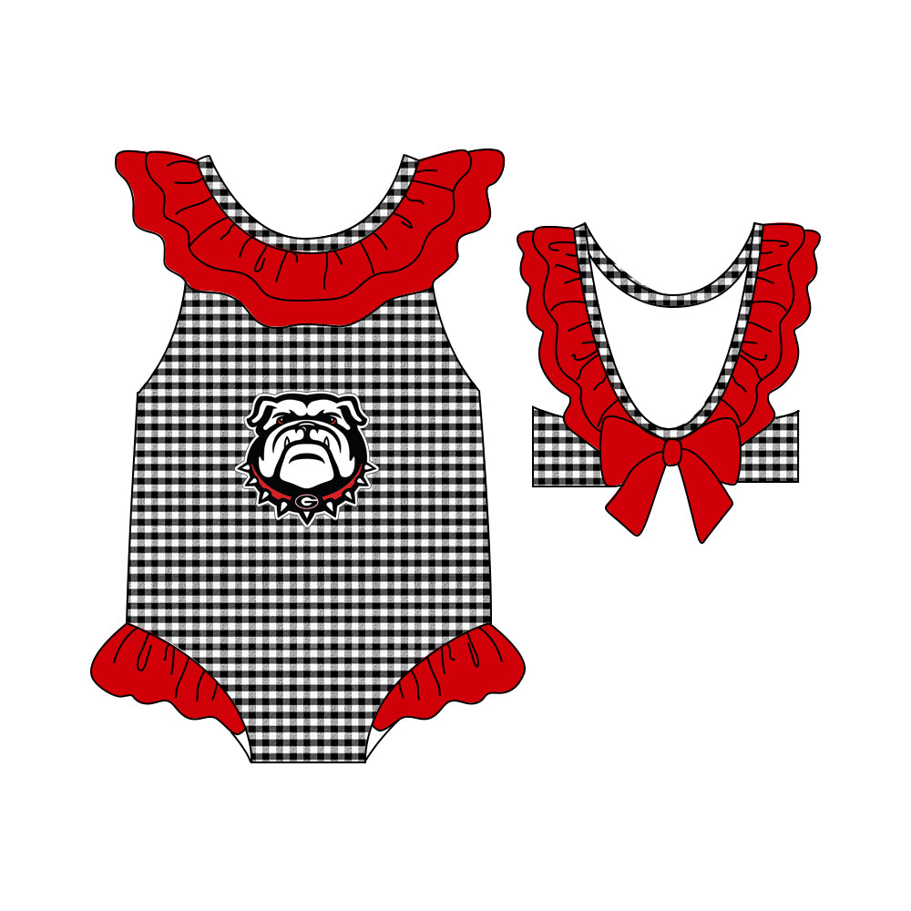 Baby Girls Bulldogs Team Ruffle One Piece Swimsuits preorder(moq 5)