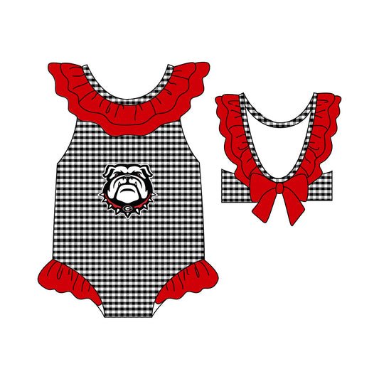 Baby Girls Bulldogs Team Ruffle One Piece Swimsuits preorder(moq 5)