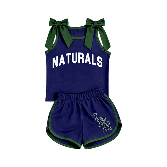 Preorder (moq 5)Baby Girls Naturals Team Bows Shirts Shorts Clothes Sets