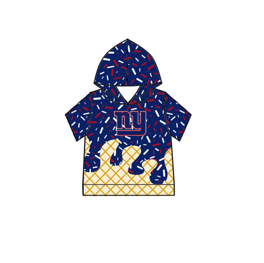 Preorder (moq 5)Baby Boys Drip Sprinkles New York Giants Team Short Sleeves Hoodies Top