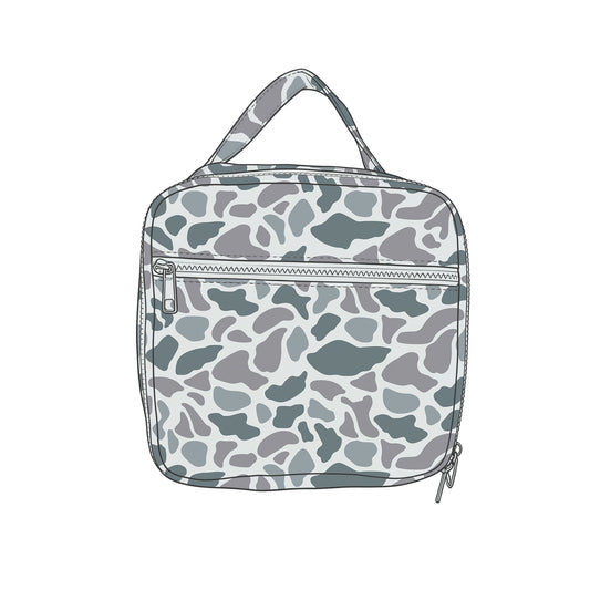Baby Kids Grey Camo Zipper Lunch Boxes Preorder