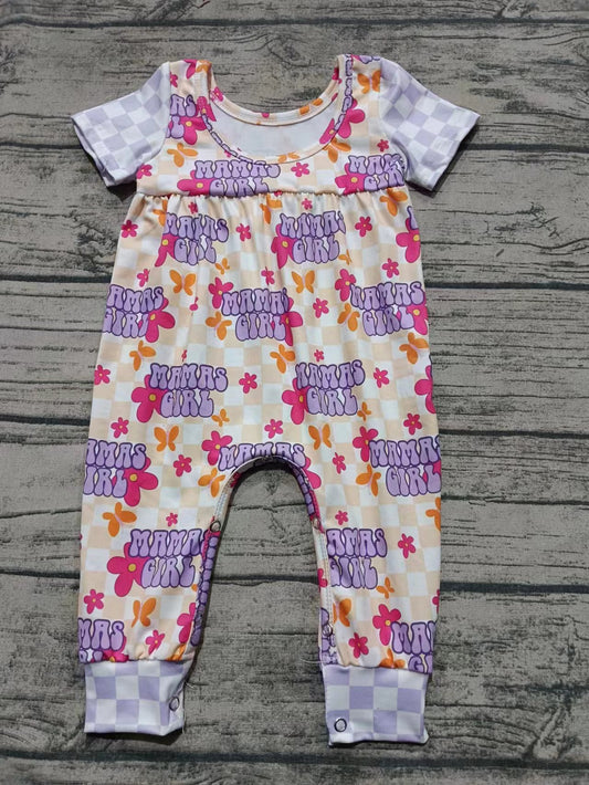 Preorder (moq 5)Baby Girls Mama's Girl Flowers Short Sleeve Rompers