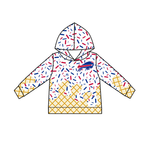 Preorder (moq 5)Baby Boys Drip Sprinkles Charging Buffalo Team Long Sleeves Hoodies Top