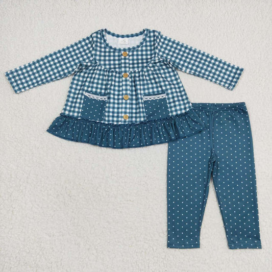 Baby Girls Long Sleeve Checkered Fall Sibling Legging Clothing Sets