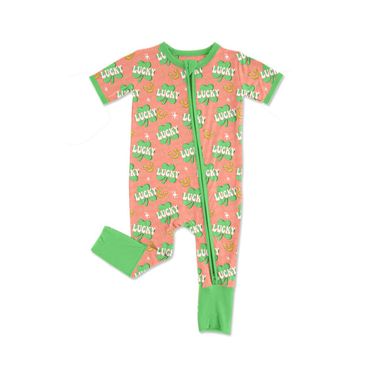 Infant Baby Girls St Patrick Lucky Zip Rompers preorder(moq 5)