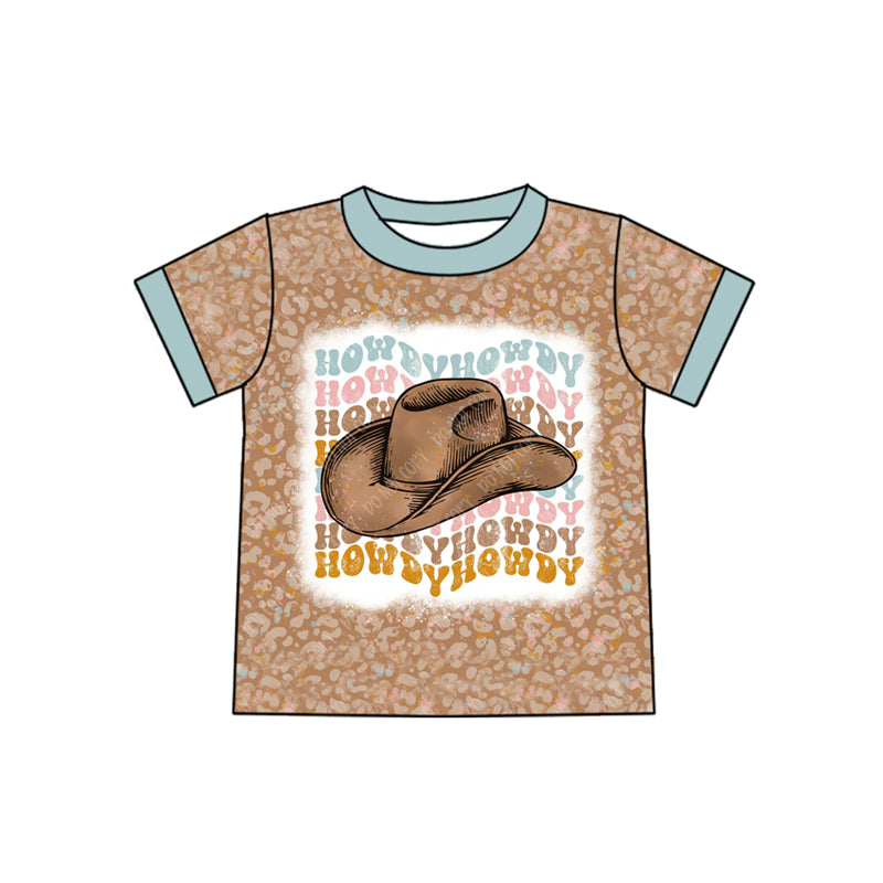 Preorder (moq 5)Baby Girls Leopard Howdy Hats Tee Shirts Tops