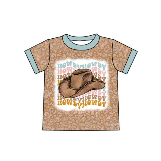 Preorder (moq 5)Baby Girls Leopard Howdy Hats Tee Shirts Tops
