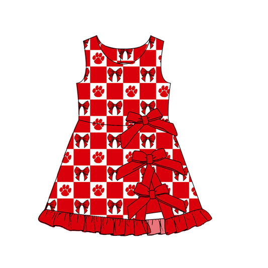 Preorder(moq 5)Baby Girls Bows Tigers Team Short Knee Length Dress