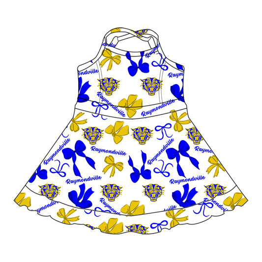 Preorder (moq 5)Baby Girls Strap Raymondville Bows Plaid Shorts Ruffle Team Knee Length Dresses