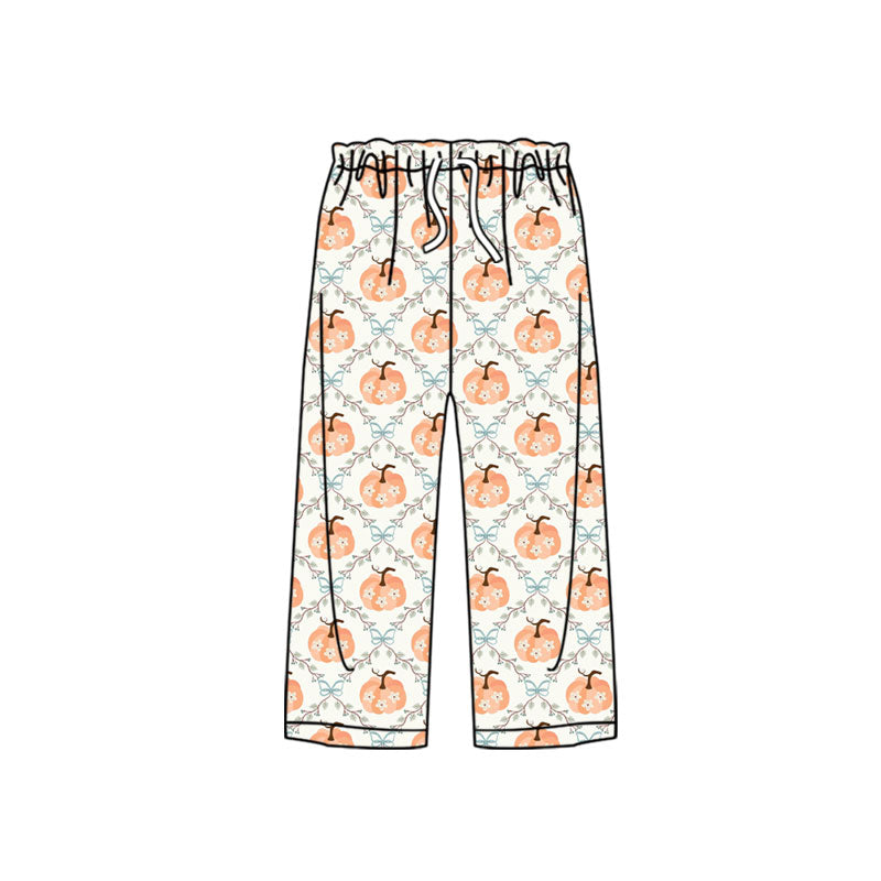 Preorder (moq 5)Baby Girls Flowres Pumpkins Fall Straight Pant Bottom