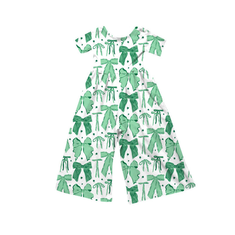 Preorder(moq 8)Baby Girls Green Bows Stars Pants Jumpsuits