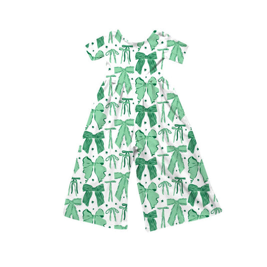 Preorder(moq 8)Baby Girls Green Bows Stars Pants Jumpsuits