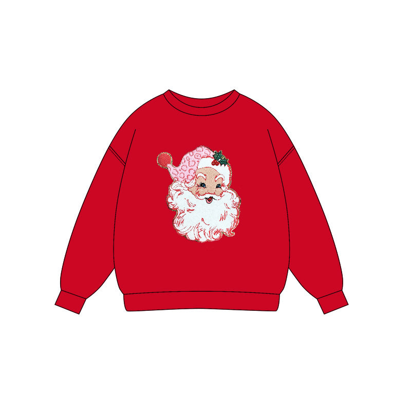 Preorder (moq 5)Baby Girls Red Long Sleeves Santa Tee Shirts Top